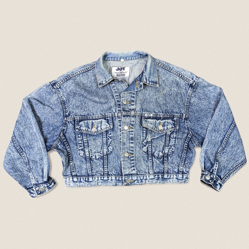 Vintage 90s acid wash Denim cropped Jean Jacket women's Joy jeanswearBSmall